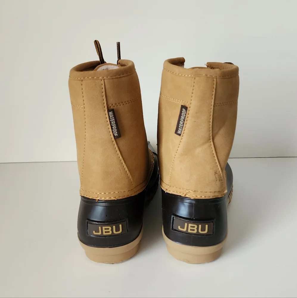 JBU Mens Maine Waterproof Duck Dark Tan/Beige Size 9M Boots